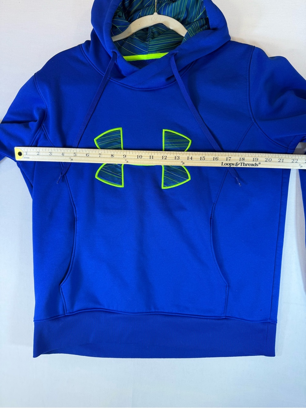 Under Armour Blue Hoodie with Neon Green Logo - Picture 7 of 14